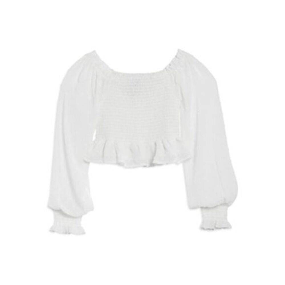 Aqua Girls White Swiss Dot Smocked Top Size XS‎ 6/6X